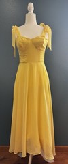 Lulus Yellow Solid Sweetheart Tie Strap Sleeveless Maxi Dress S