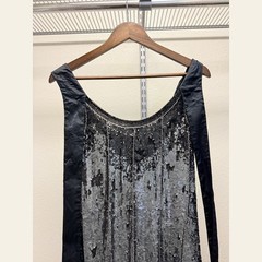 Black Silver Sequin Drop-Waist Flapper Mini Dress 1920s Art Deco Style Women&rsquo;s S