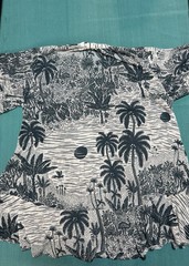 H&M Cotton Blue and White Tropical Print Mini Tunic Dress, S