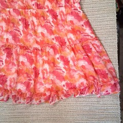 OPHELIA ROE DRESS PLUS 3X CORAL PINK FLORAL BOHO RUFFLE CHIFFON TIERED Womens
