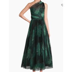 Hutch Philippa One Shoulder Tea Length Tulle Floral Gown Size 4 NWT