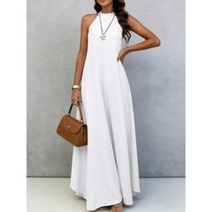 NEW Womens Loose-fitting Plus-size Sleeveless Solid-color Dress Sizes S-XXL
