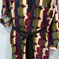 Metaphor Retro Henley Shirt Dress Tie Waist Abstract Print Boho Chic Plus Sz 18
