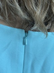 Lilly Pulitzer Penelope Blue Beaded Embroidered Shift Dress V-Neck Back Zip Sz 4