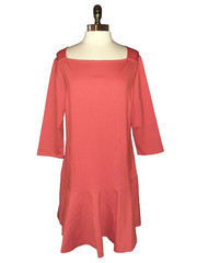 NEW MAISON JULES Size XL Shift Dress Red Ponte Knit Stretch 3/4 Sleeve