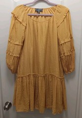 Harper 241 Sz. M Ruffled, Lined Tunic Dress Mustard Boho Cottagecore