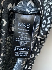 M&S Midi Dress UK 10 Black White Long Sleeve Asymmetrical Hem Lightweight NWOT