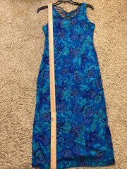 Sheri Martin Blue, Aqua Maxi Tank Dress Rear Zipper Criss Crosses On Back Sz 8