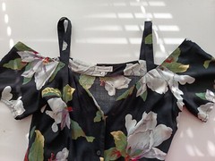 WAREHOUSE Black Multi Floral button down front Open Shoulder Strappy Dress 10