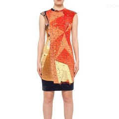 Akris Punto Rock Climbing Wall Patchwork Quilted Dress Cap Sleeve Modern Art 12