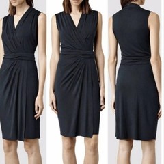 AllSaints Wrap Dress UK 10 US 6 Dark Gray Sleeveless Viscose Minimalist
