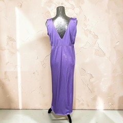 Vintage Purple Nylon Nightgown Medium Long V Neck Lingerie Gown Minimalist