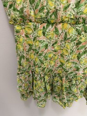 Aqua Clipdot Ruffle Lemon Print Dress Size XL NWT
