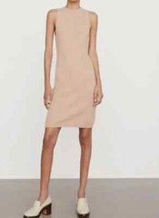 VINCE Brittle Tan Camel Soft Wool Alpaca Sleeveless Mini Sweater Dress M = 8/10