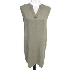 C&C California 100% Linen Dress Pockets Olive Green Women&rsquo;s Size S