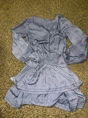 DO+BE Long Sleeve Ruffled Tiered Mini Dress in Dusty Blue