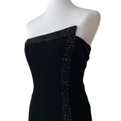 Vintage Small Formal Dress Minimalist Black Gown Y2K Strapless Long 90s Maxi Art