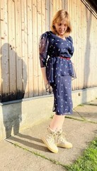 Women American Vintage Dress Navy Polyester 40 / L