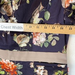 Yes&rsquo;S Style by Yess Floral Sheath Dress Navy Tan Contrast Band Short Sleeve L