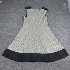 LOFT Ann Taylor Black White Textured Polka Dot Fit & Flare Dress Womens Size 8