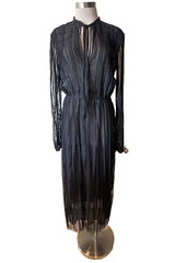 SCANLAN THEODORE Black French Lace, Tie Neck, Midi Dress 10Aust-UK/6US-Excellent