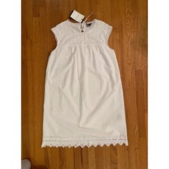 Who What Wear White Lace-Trimmed Cotton Shift Dress