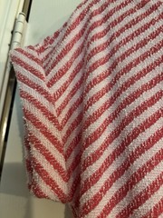 Lou & Grey Women&rsquo;s M Striped Terry T-Shirt Dress Drawstring Waist Red/White