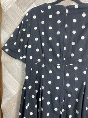 Hell Bunny Vixen Black & Cream Polka Dot Dress Rockabilly Retro Size 3XL / UK 20