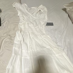 White Solid Sleeveless Smocked Ruffle Maxi Dress Womens Size S Regular Long
