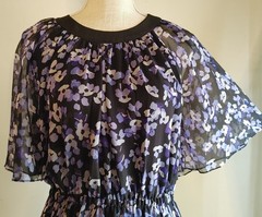 Kate Spade Chiffon Dress 100% Silk sz Med NWT $428 Short Hydrangea Purple Black