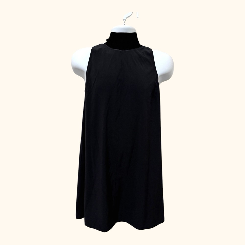 Athleta mock neck sleeveless activewear Black mini dress size S Athleisure
