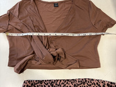 Shein Womens Short Sleeve Top & Skirt Set Tie Front Zip Size 6