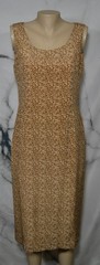 AUGUST HALE Tan Brown Green Patterned 100% Silk Sleeveless Dress 12 Lined
