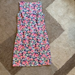 Talbots Womens Pink Blue Floral Pique Sleeveless Shift Dress Size 8