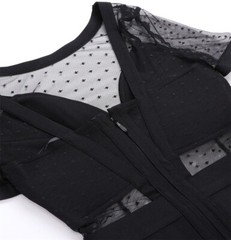 Mesh Absorbing Polka Dot Sculpting Fit Open Back Sheer Bandeau Bandage Dress
