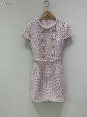 Self-Portrait tweed beading pink Crew neck dress Dresses
