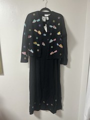 ICONIC NWT Michael Simon Set Shoe Print Embroidered Button Down And Dress