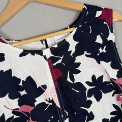 Liz Claiborne Dress Floral Pink Blue Cotton Linen Blend Pockets Sz 1X