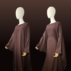 100% Linen Butterfly Abaya with Belt | Modest Batwing Dress | Natural Fiber 55&Prime;
