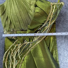 Aspeed Dress 8 Green Rhinestone Sparkle One Shoulder Ruffle Art To Wear Formal