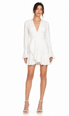 ACLER Corsica Women’s True Wrap Long Sleeve Linen Ruffled Dress size 6 US NWT