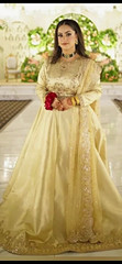 Women’s Gold Embroidered Sequin Long Sleeve Round Neck Gown Dress Size S