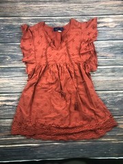 Francescas Womens Size XXS Red Cadence Eyelet Shift Dress