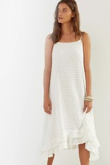 Anthropologie Ruffled Crochet Midi Dress Sz M Feminine Flowy Beach Chic $148
