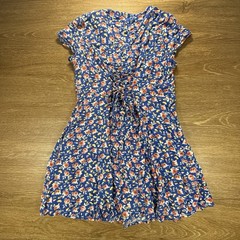 Band of Gypsies Floral Mini Dress Women’s Large Blue Rose Lace Up Back Boho