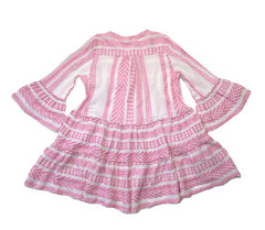 NWT Devotion Twins Ella Tunic in Neon Pink Blue White A-line Tiered Mini Dress L