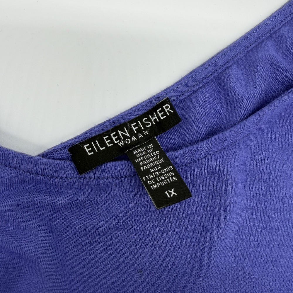 Eileen Fisher Blue Solid Knit V-Neck Sleeveless Tank Dress Knee Length 1X