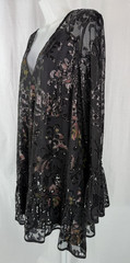 Free People Falling Flowers Embroidered Tulle Sequin Mini Dress Black Boho Large