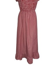 Sim & Sam Red Gingham Size M Smocked Midi Dress
