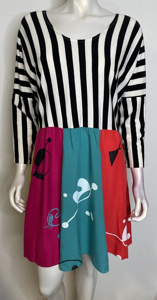 Staley Gretzinger Striped Atomic MCM Lagenlook Skater Dress OS S M L XL